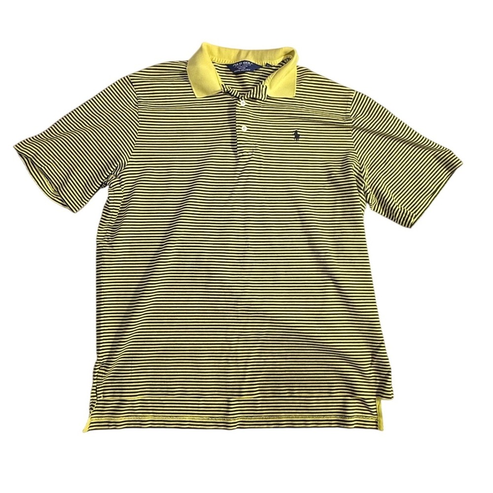Polo Golf‎ Ralph Lauren Mens Large Yellow Striped Pima Cotton Polo Shirt-2047